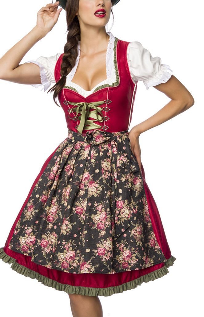 Atixo Dirndl Dirndl Kleid Kostüm mit Herzausschnitt und Schnürung und Schür günstig online kaufen