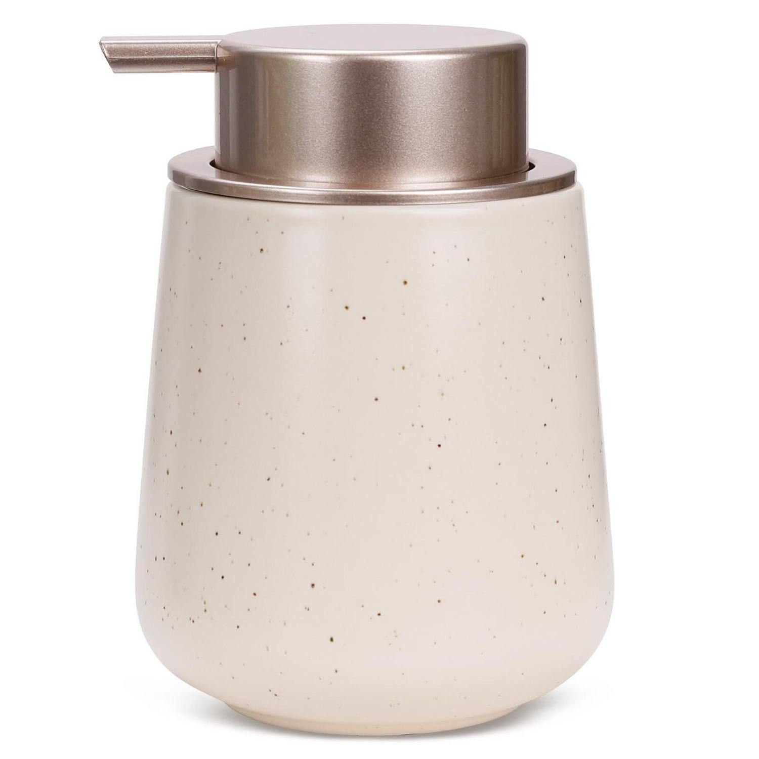 LuxusKollektion Seifenspender Keramik Seifenspender Beige 350ml Nachfüllbar