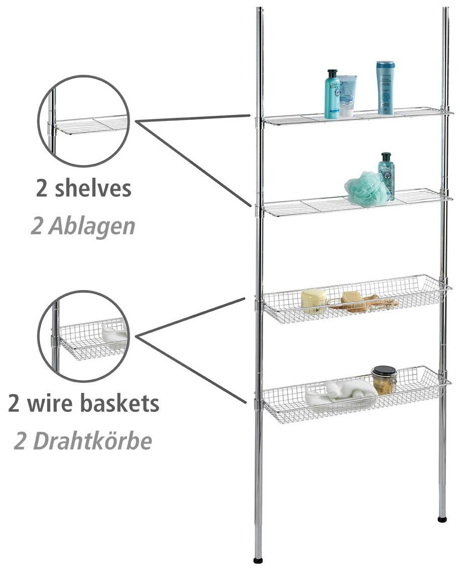 WENKO Badregal Ellera Teleskopregal, 2 Ablagen, 2 Körbe