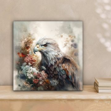 OneMillionCanvasses® Leinwandbild Adler - Adler - Vogel - Blumen - Natur, (1 St), Leinwand Bilder für Wohnzimmer Schlafzimmer, 20x20 cm