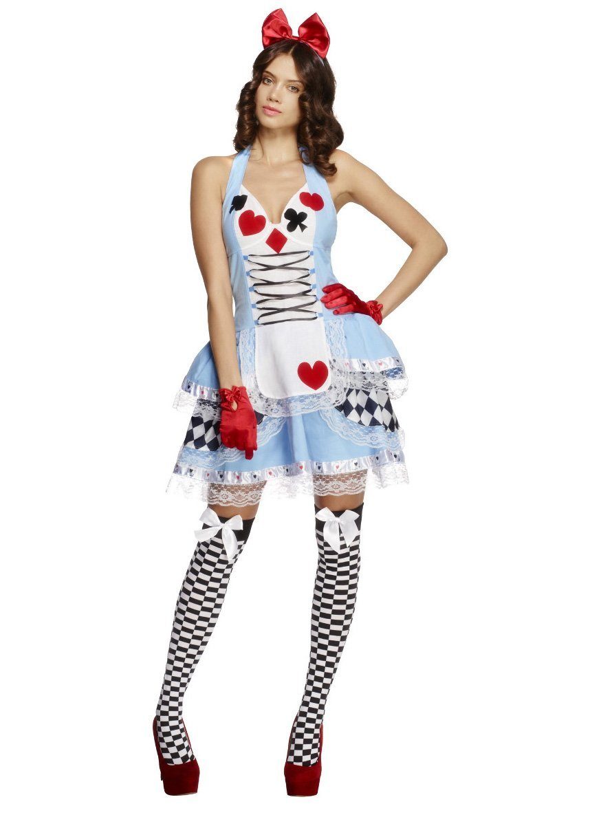 Smiffys Kostüm Sommerliches Alice im Wunderland Kostüm, Knappes Kleidchen für Besuche im Wonderland