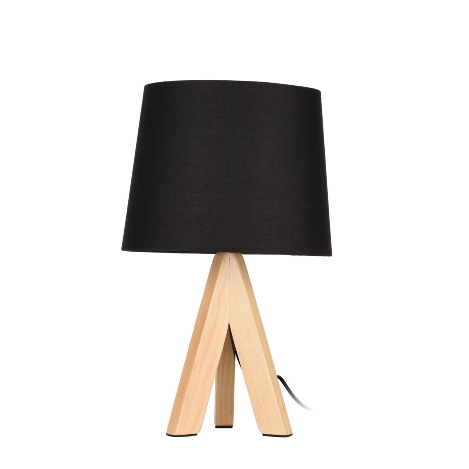 Koopman Tischleuchte schwarz ohne mit Leuchtmittel Holzbeinen, Tischlampe