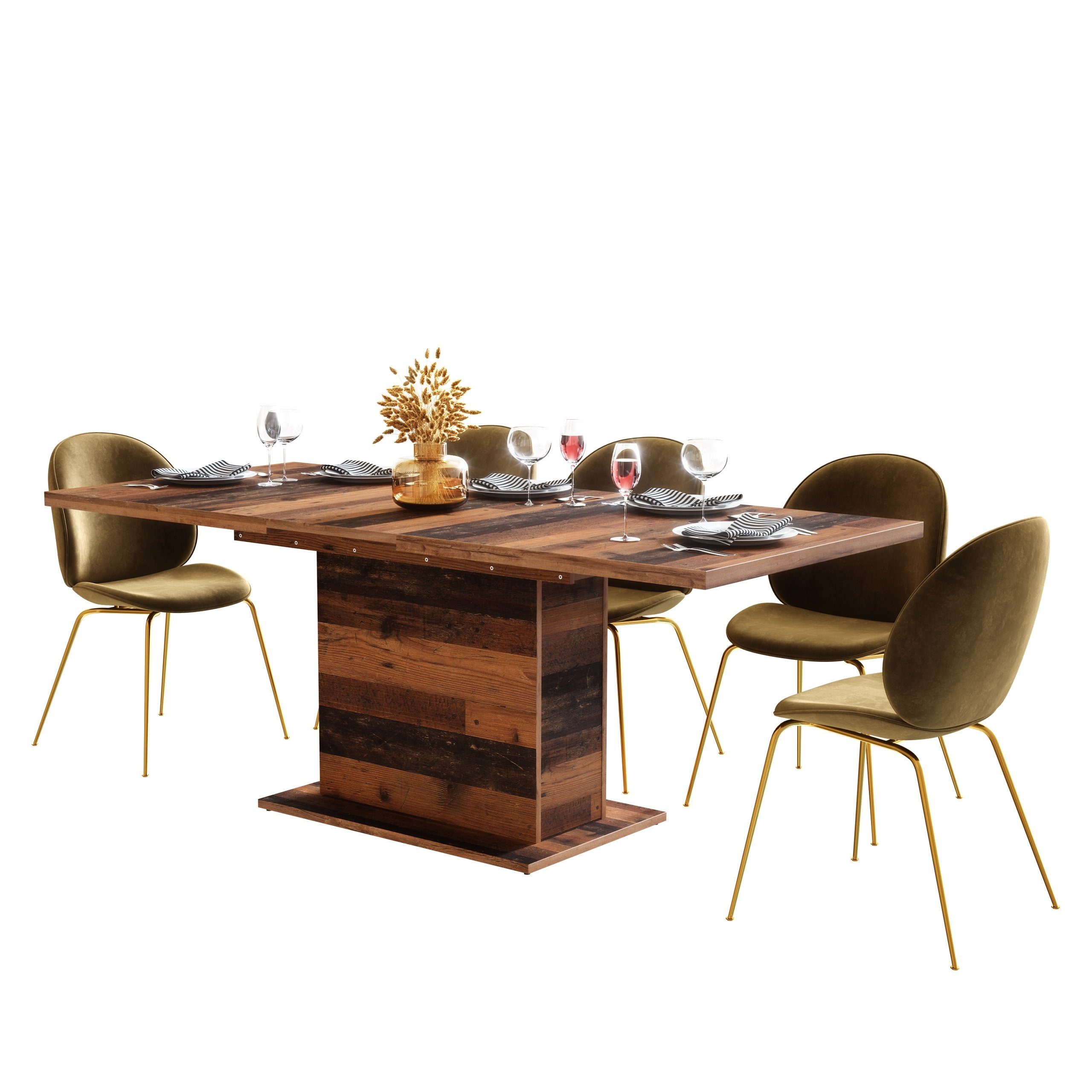 Newroom Esstisch Kane, ausziehbar 160-200 cm inkl. Tischplatte Old Wood Vintage Landhaus