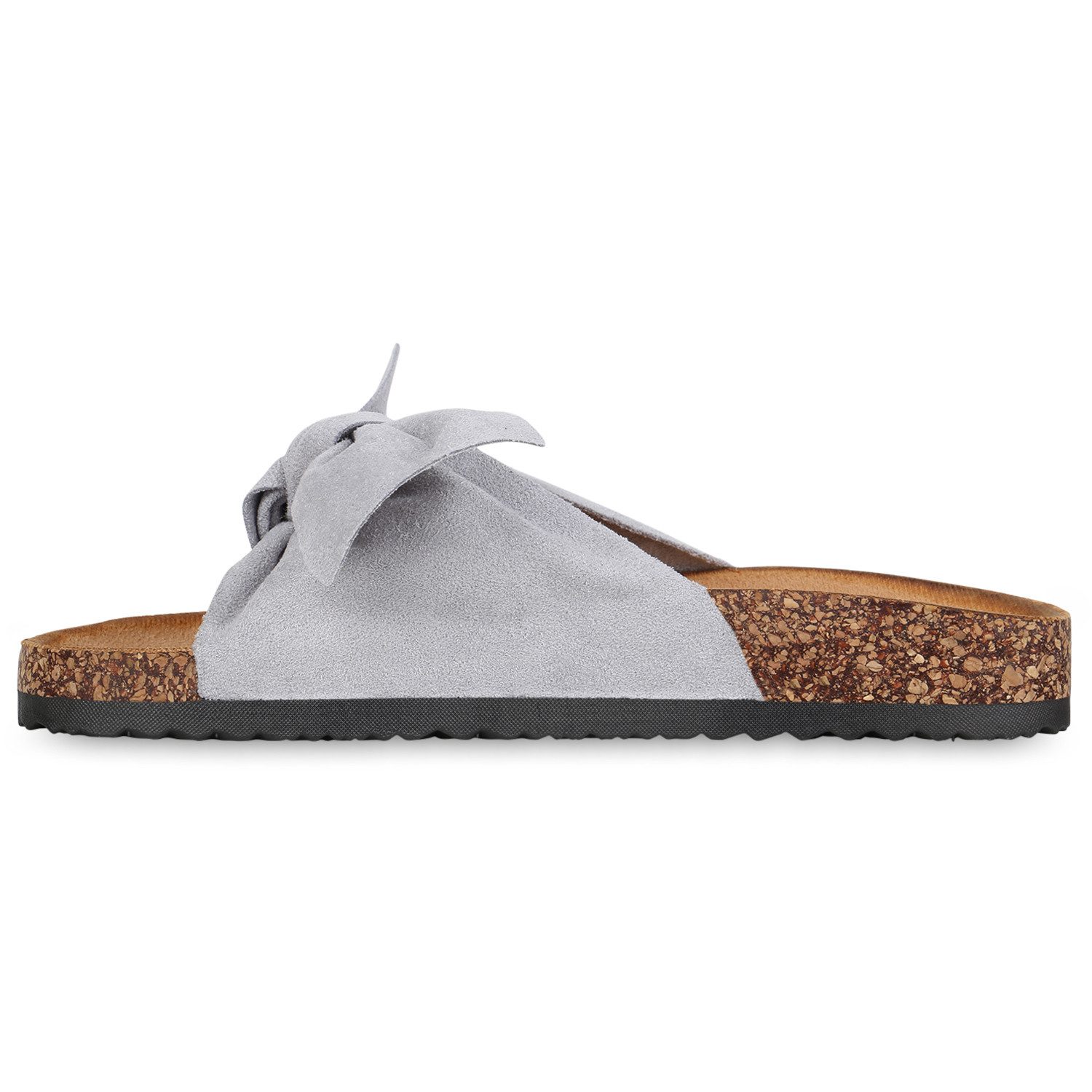 VAN HILL 833538 Pantolette Damen Sandalen Pantoletten Korkoptik Sommer Schlappen Hausschuhe