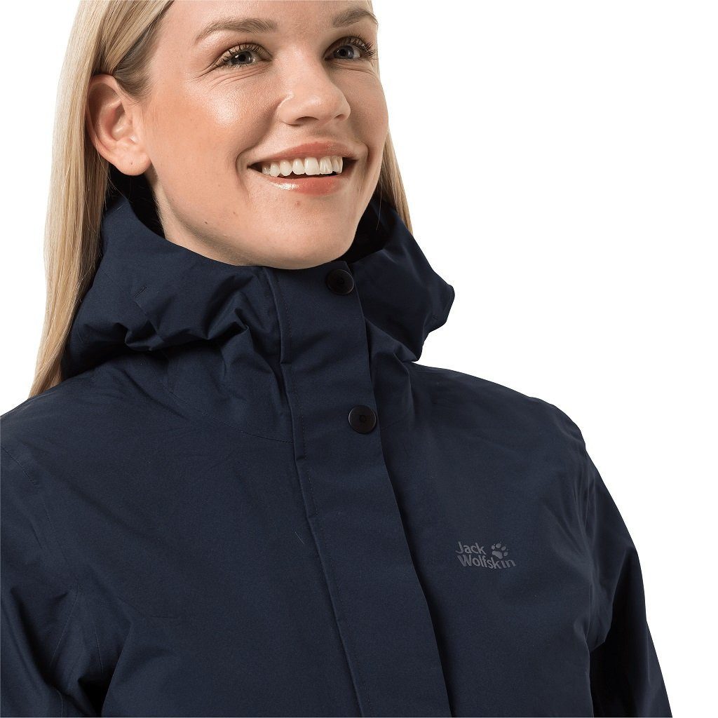 Jack Wolfskin Wintermantel Silent Wisper Parka (wasser- und winddicht, PFC-frei) dunkelblau Damen