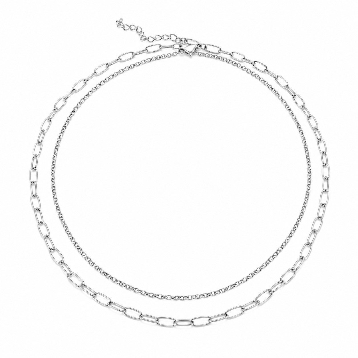 Kingka Edelstahlketten-Set Schmuck Geschenk Duo Layerkette einzeln tragbar (Set, 2-tlg), Zu Shirt, Hoodie, Jeans, Sneaker! Büro, Urlaub, Party, Geschenkidee