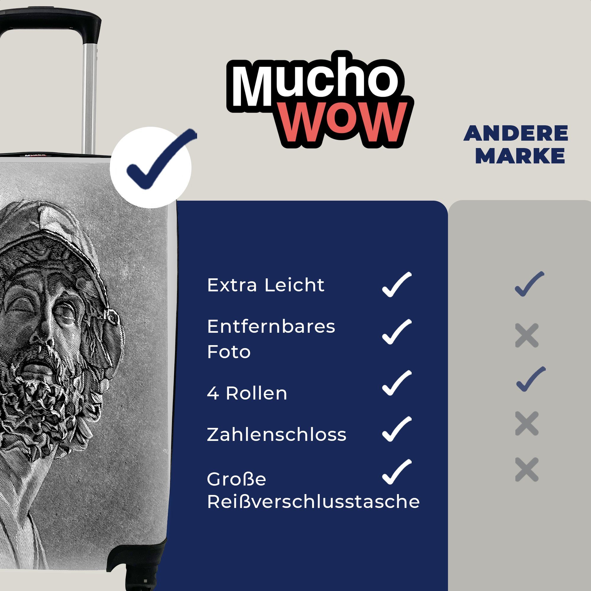 MuchoWow Handgepäckkoffer Eine Illustration Ferien, Reisekoffer von rollen, Trolley, mit Handgepäck Rollen, Reisetasche für 4 Ajax