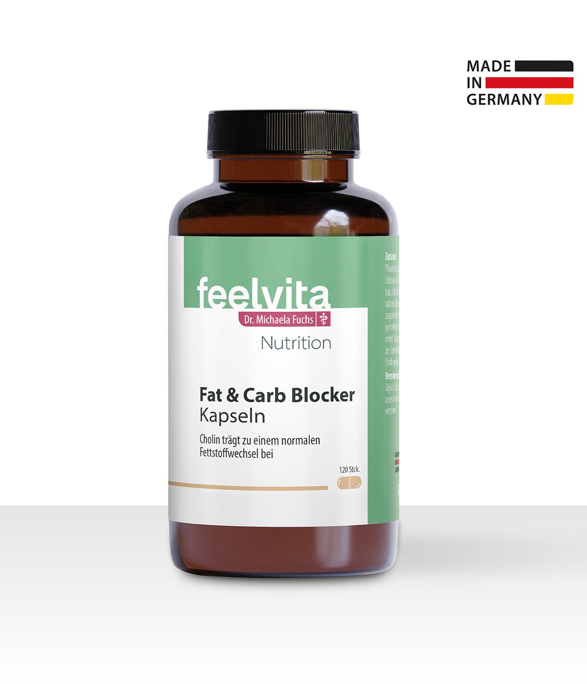 Genius Feelvita Nutrition Fat & Carb Blocker Kapseln, 1 er 2-Monatsvorrat (120 Kapseln) à, hergestellt und entwickelt in Deutschland
