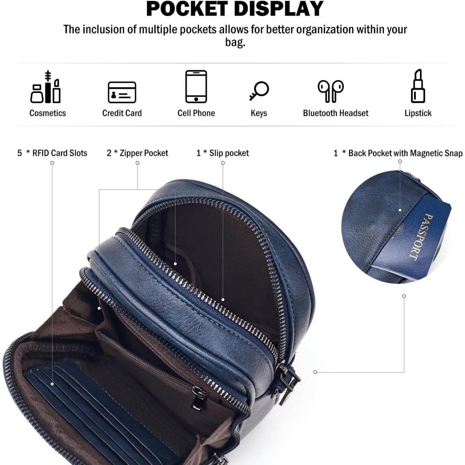 LuxusKollektion Umhängetasche Handy Umhängetasche Damen Leder RFID-Blockierung Multifunktion