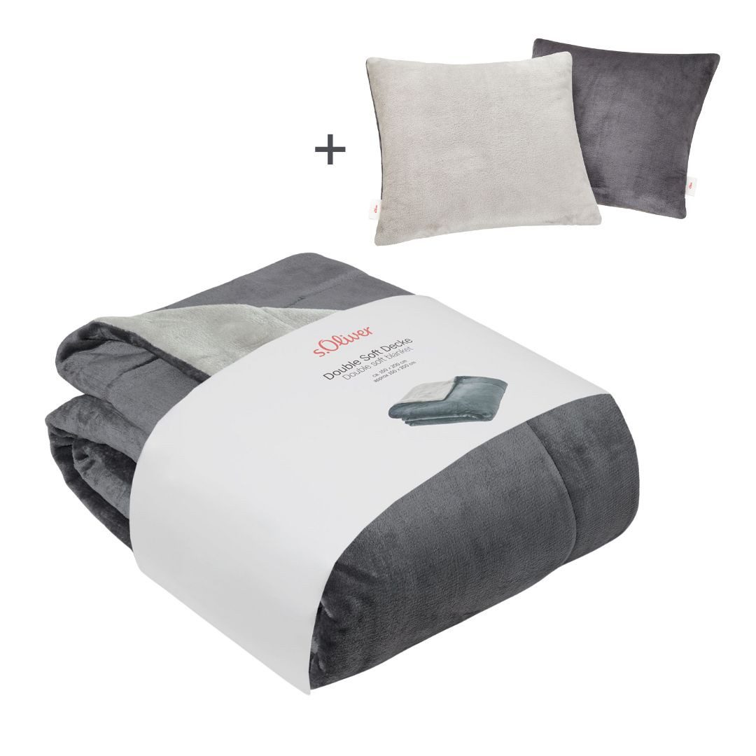Wohndecke Doublesoft, Kuscheldecke, Deal, Kissen geschenkt!, s.Oliver, Kuscheldecke 150x200 cm, GRATIS-Zugabe:2x Kissenhülle (Reißverschluss)