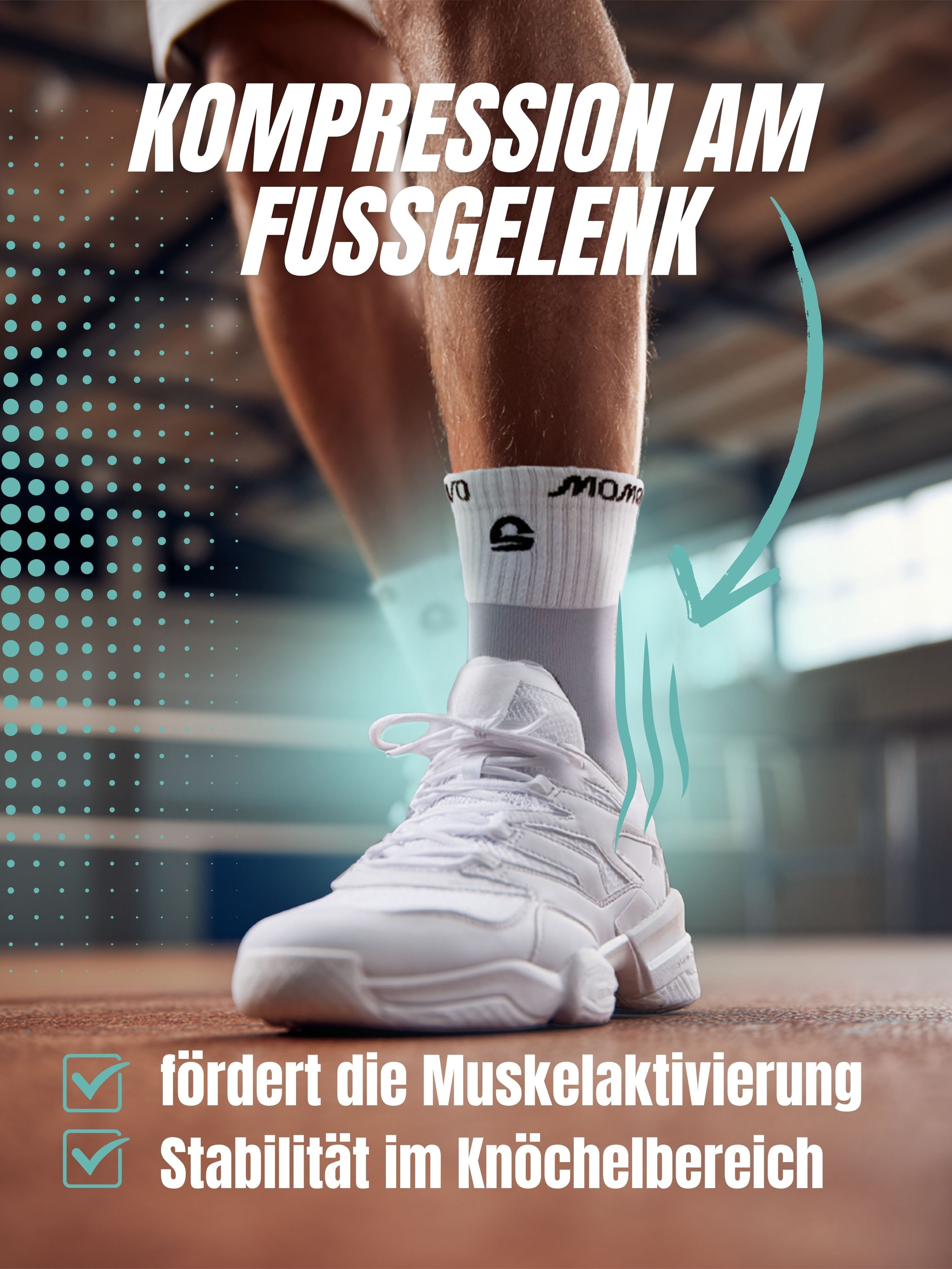 Momevo Sportsocken VolleySox Volleyball Socken mit Grip-Pads – rutschfest & stabil