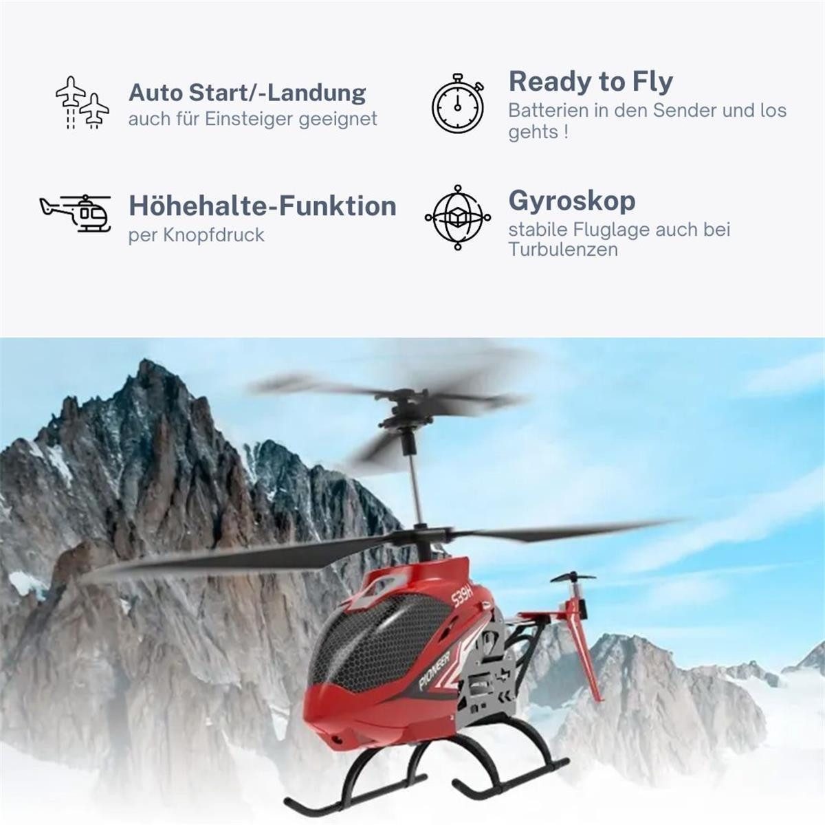 efaso RC вертолеты SYMA S39H ferngesteuerter Helikopter 3-Kanal - 33cm RC Hubschrauber, Auto. Start-&Landen / Höhe-Halten / Gyroskop / 2-Speed-Modi