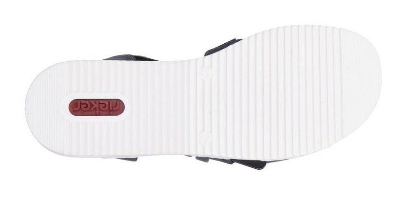 Rieker Riemchensandale, Sommerschuh, Sandalette, Keilabsatz, mit gestreifter Sohle