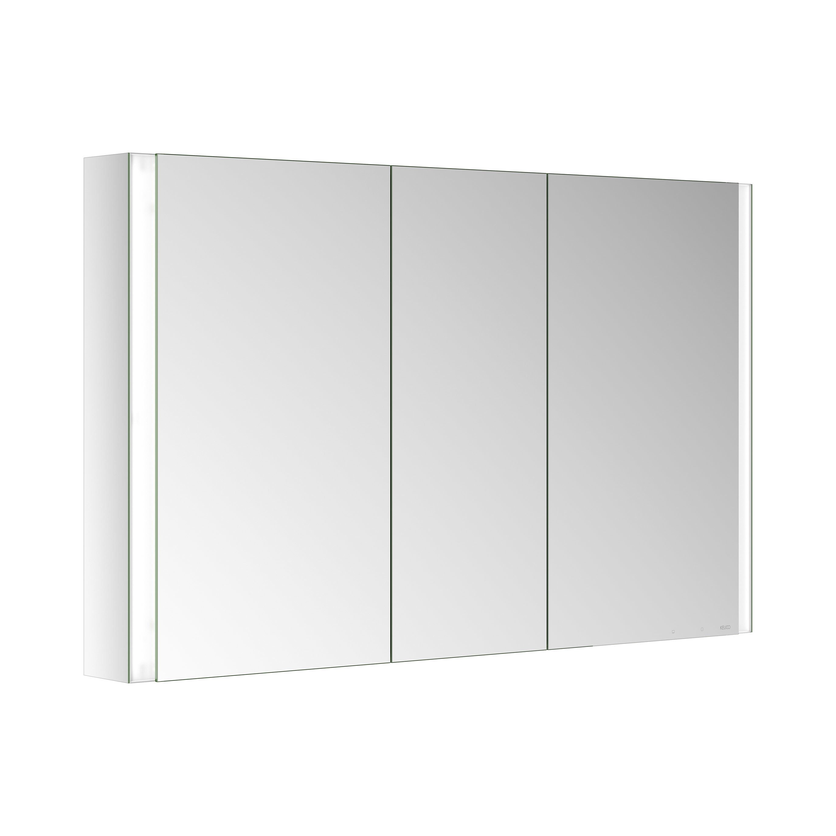 Keuco Badezimmerspiegelschrank Royal Finn Spiegelschrank LED, 120 cm, Aufputz, 3 Türen, Spiegelheizung, Seiten verspiegelt