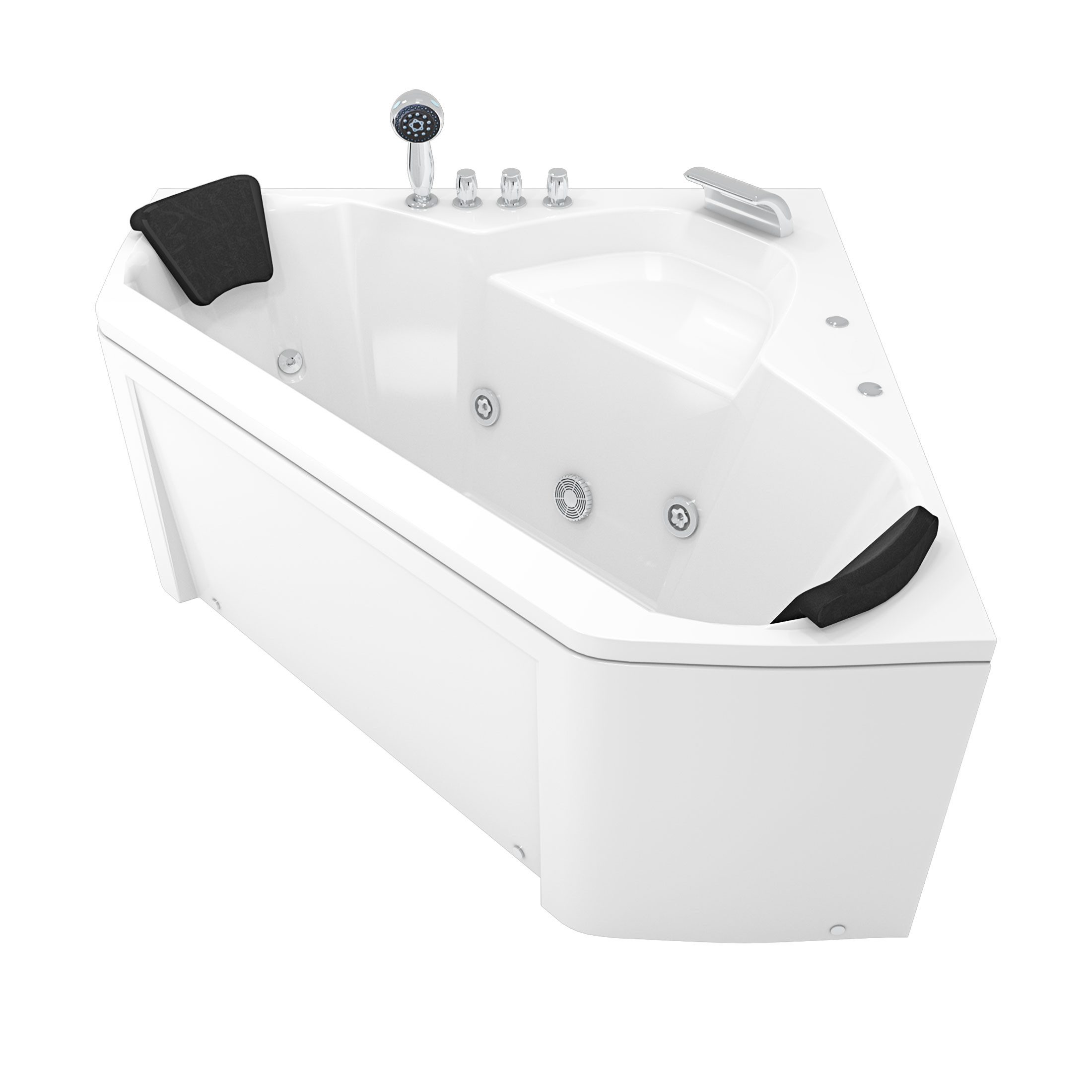 AcquaVapore Whirlpool-Badewanne Whirlpool Pool Badewanne Wanne W02-TH-ALL 135x135cm, (1-tlg), mit Ablaufgarnitur