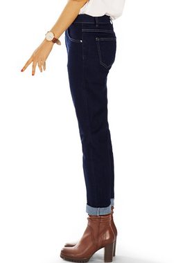 be styled Mom-Jeans Medium Waist Jeans Boyfriend Hosen Mom Jeans - Damen - j3f mit Stretch-Anteil, 5-Pocket-Style, schräger Reißverschluss