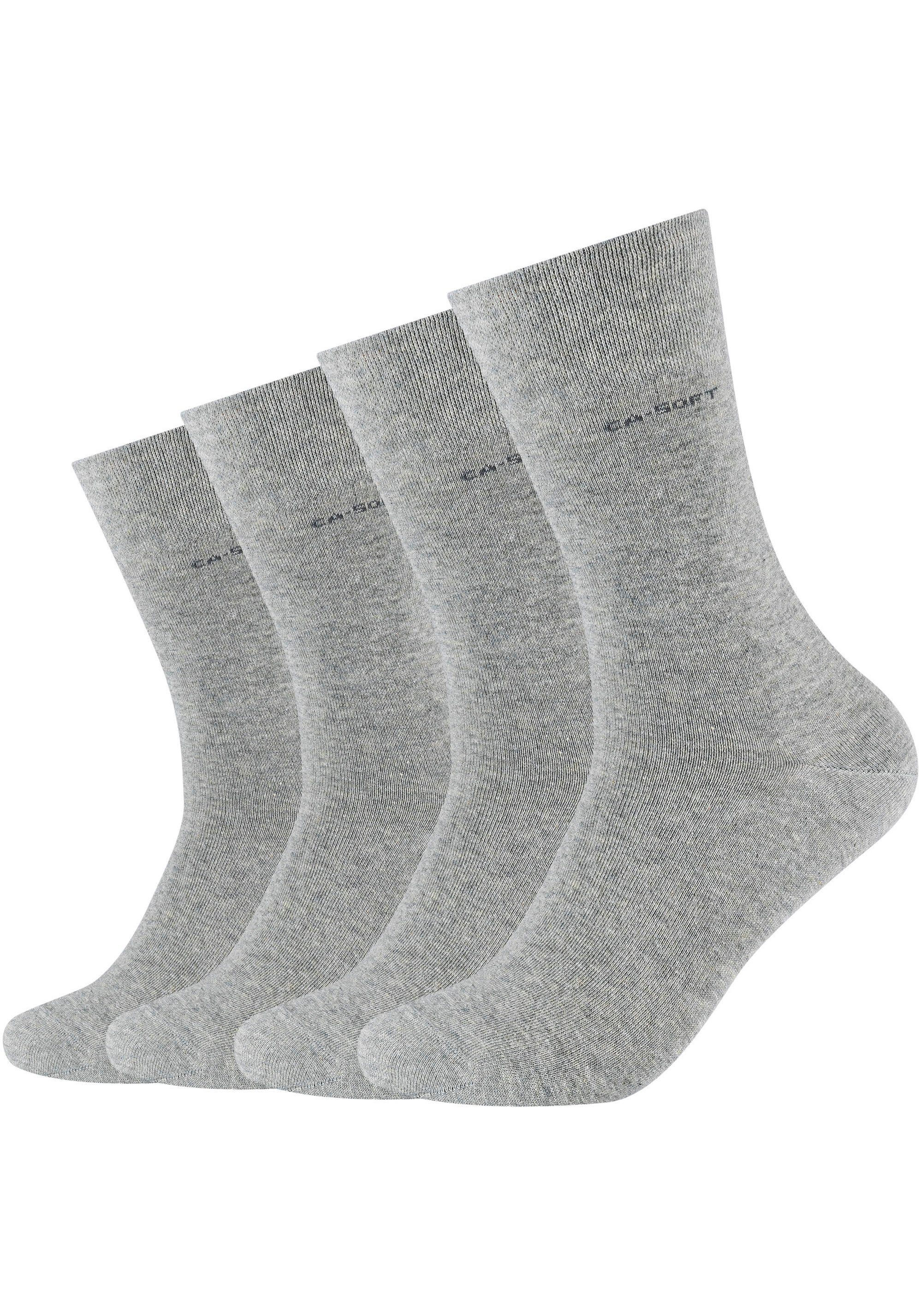 Zehenbereich und hellgrau-meliert Camano verstärktem Mit Socken 4-Paar) Fersen- (Packung,