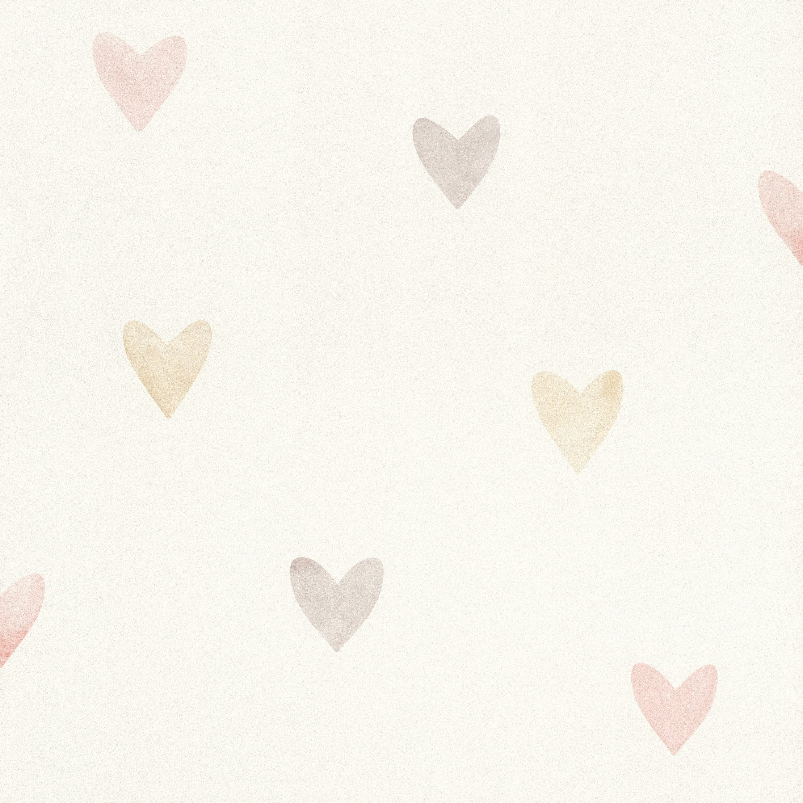 Rasch Vliestapete 301717 - Kinderzimmer-Tapete mit bunten Herzen in Aquarel günstig online kaufen