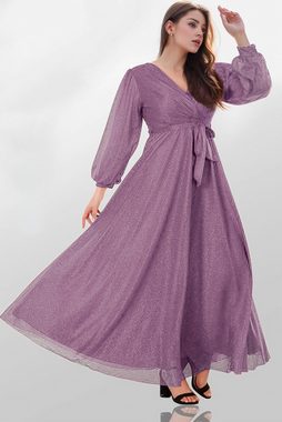 Modabout Abendkleid Langes Maxikleid Hochzeitskleid Für Damen - NELB1000D9534LİL (1-tlg)