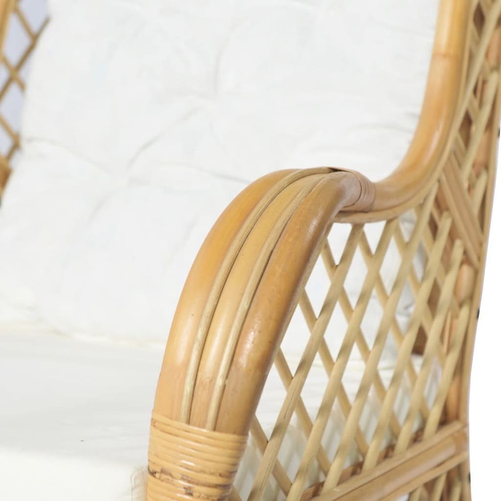 furnicato Sessel mit Kissen Natur-Rattan und Leinen