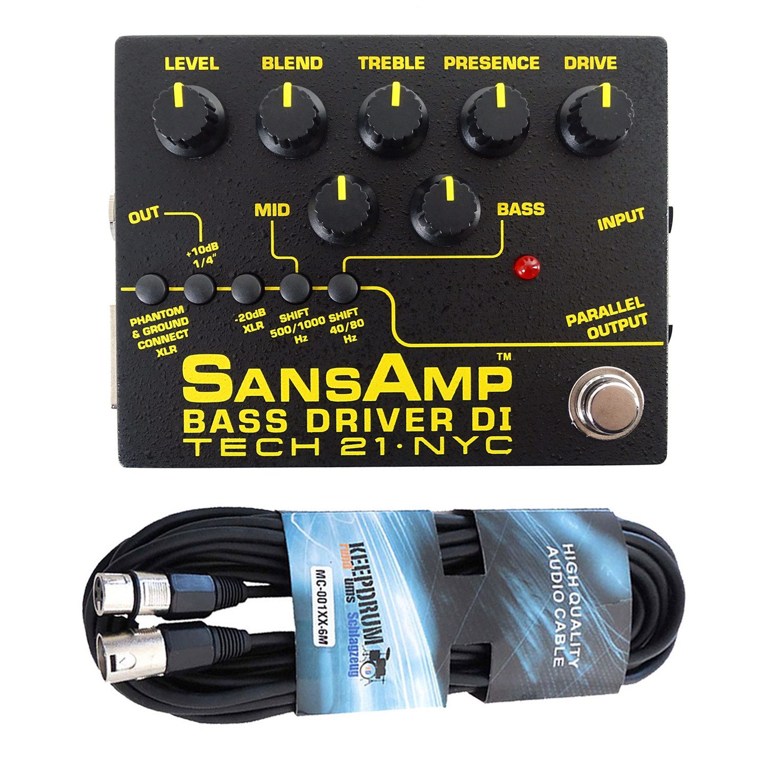 Tech 21 E-Bass SansAmp, Bass Driver DI V2, Preamp, Pedal, mit XLR-Kabel