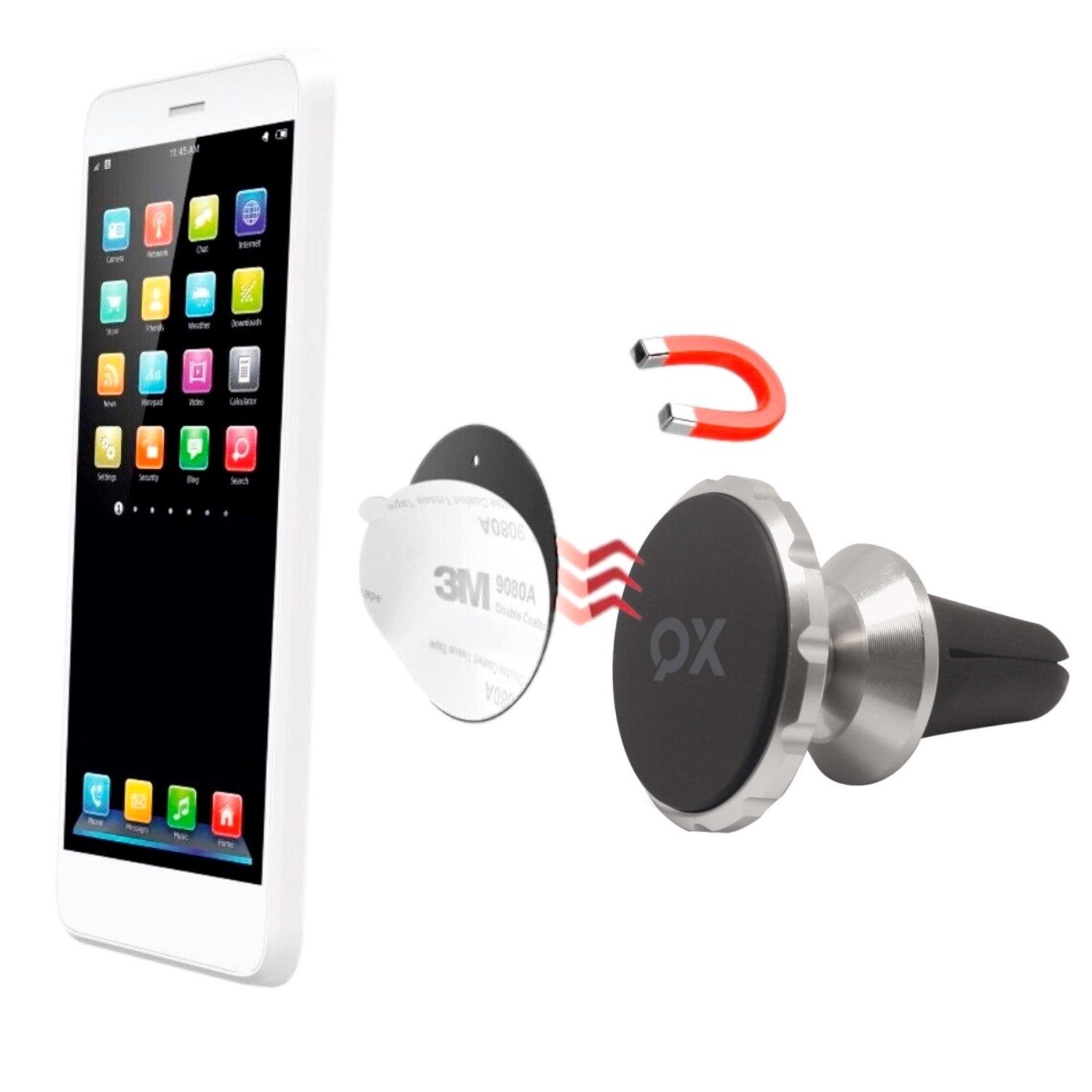 XQISIT Handy-Halterung Magnet Handy-Halterung Auto Navi KFZ Smartphone, (360-Grad Einstellbar)