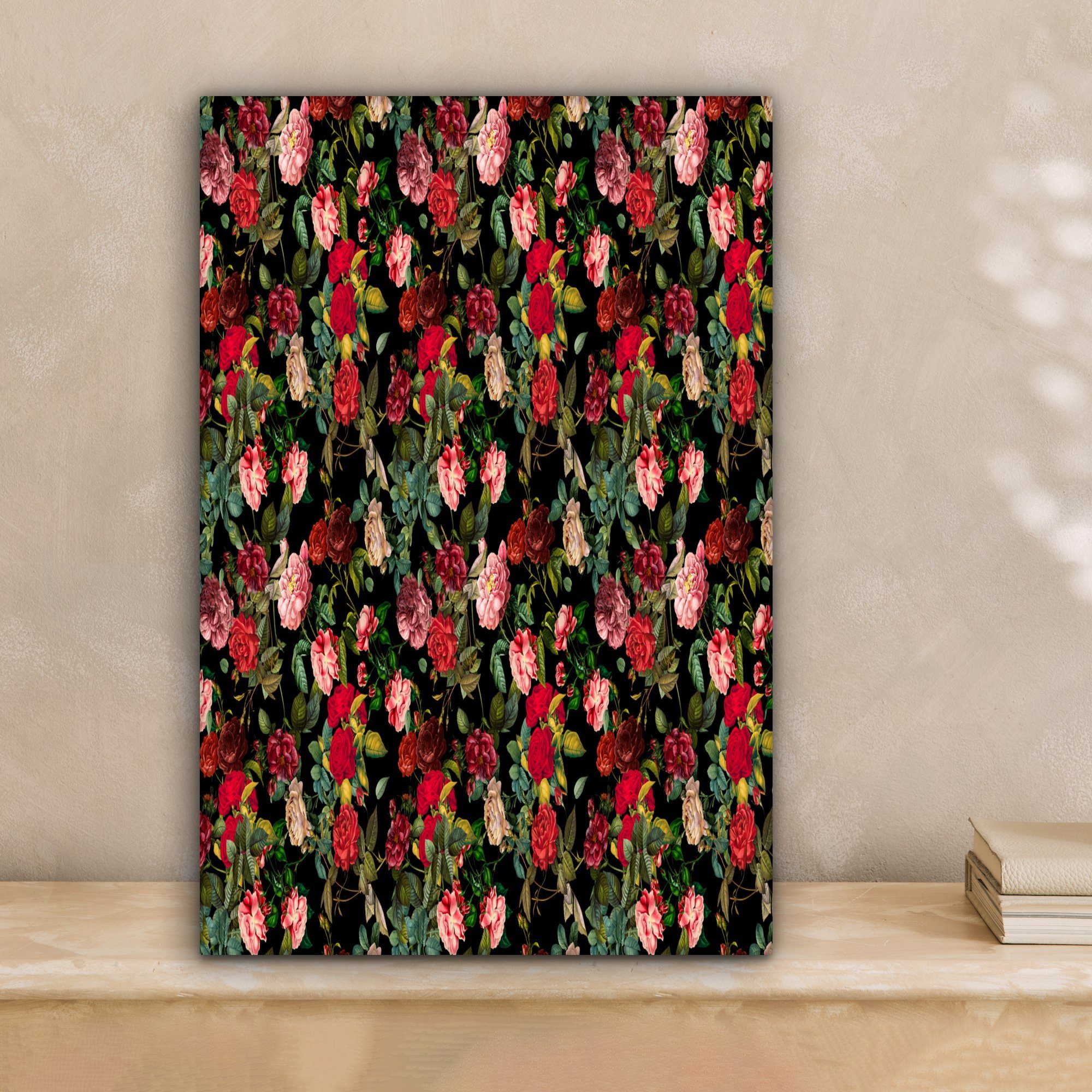 OneMillionCanvasses® Leinwandbild Blumen - 20x30 St), Rosa, Rosen cm inkl. Leinwandbild (1 - bespannt fertig Gemälde, Zackenaufhänger
