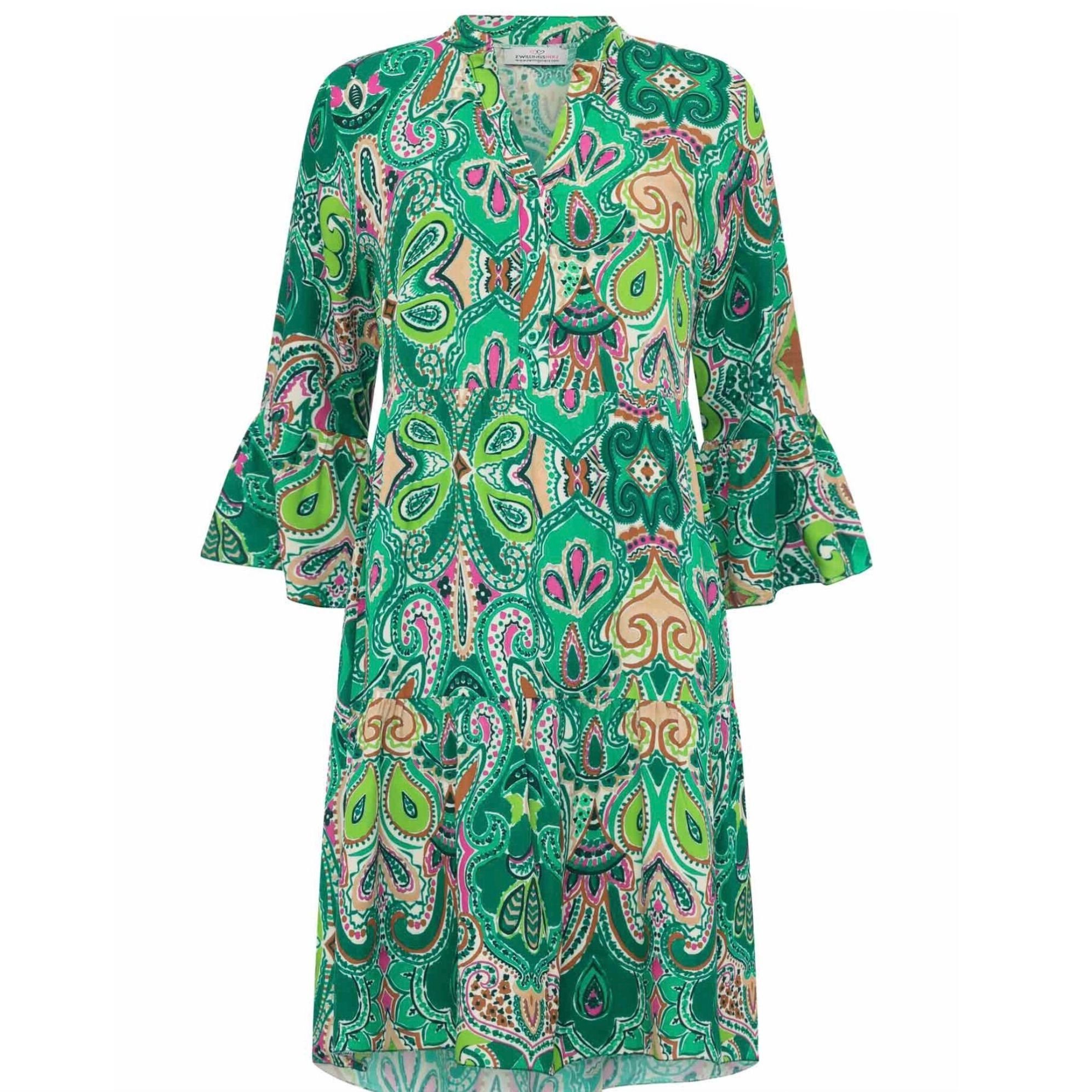 Zwillingsherz Sommerkleid Kleid Wild Paisley in grün pink oder