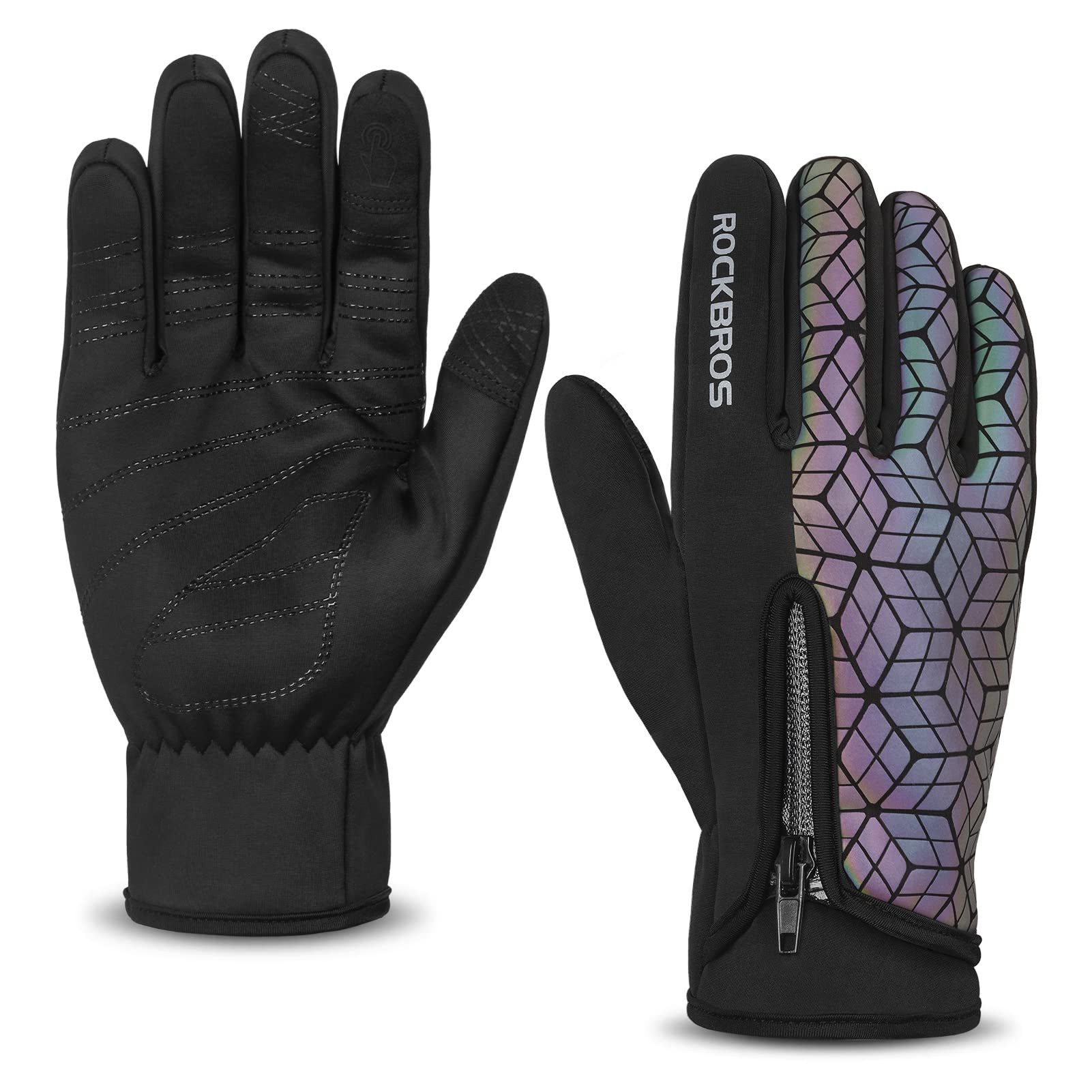 ROCKBROS Fahrradhandschuhe Winter Warme mit Touchscreen-Funktion, rutschfeste Sporthandschuhe Rutschfest und abriebfest