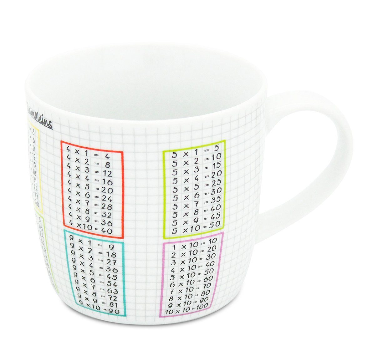 Geda Labels GmbH Tasse Kleines 1x1, Porzellan, Weiß, 300 ml, spülmaschinengeeignet
