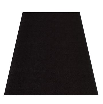 Teppich Unicolor - Einfarbig, Teppium, Rechteckig, Höhe: 25 mm, Teppich Wohnzimmer Einfarbig Schwarz Kunstfell Plüsch Shaggy Waschbar