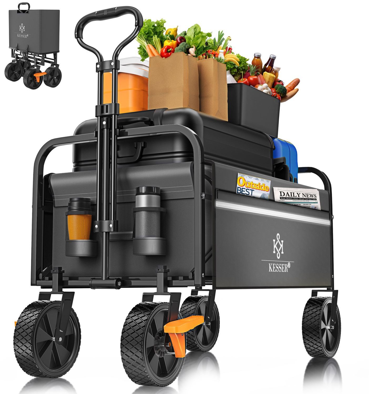 KESSER Bollerwagen, Bollerwagen faltbar Handwagen Transportkarre Gerätewagen max. 150kg