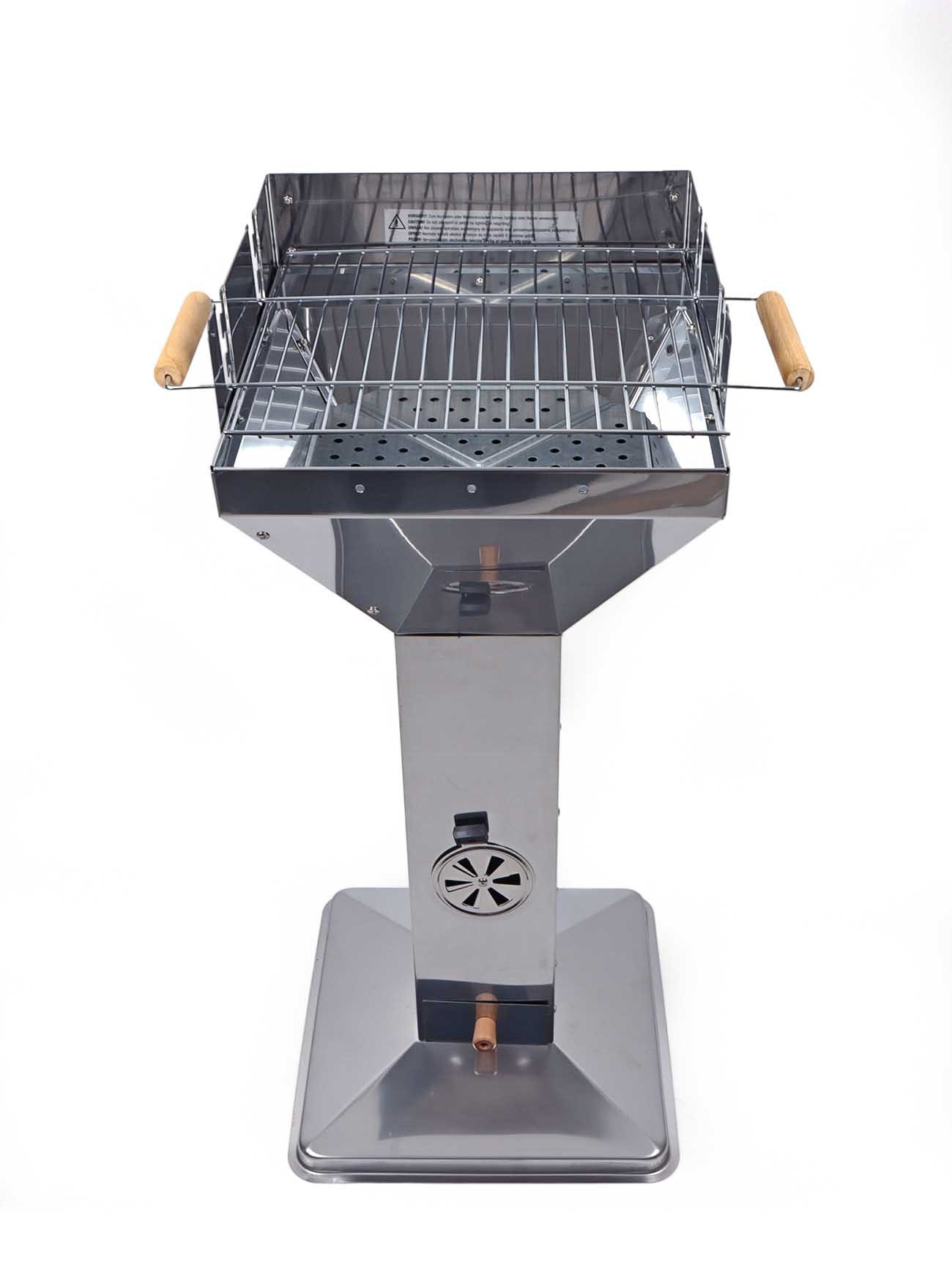 Bubble-Store Holzkohlegrill Edelstahl Standgrill, Grill, Trichtergrill, 3-fach höhenverstellbarem Grillrost, Windschutz und Ascheschublade