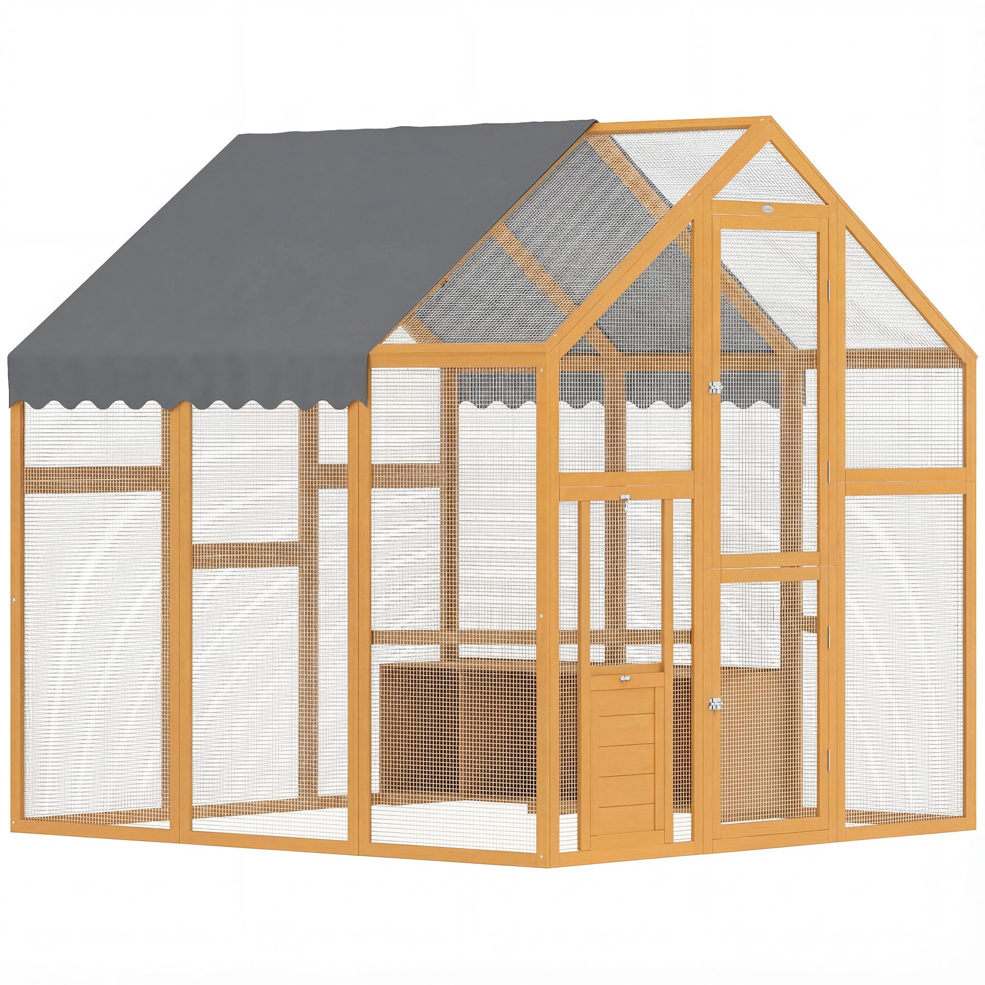 PawHut Hühnerstall Freilaufgehege Holz mit wasserdichtem Tuch, Sicherheitsschloss, für 6-8 Hühner, Enten, Gänse, Kaninchen, 1,7 x 1,8 x 1,8 m