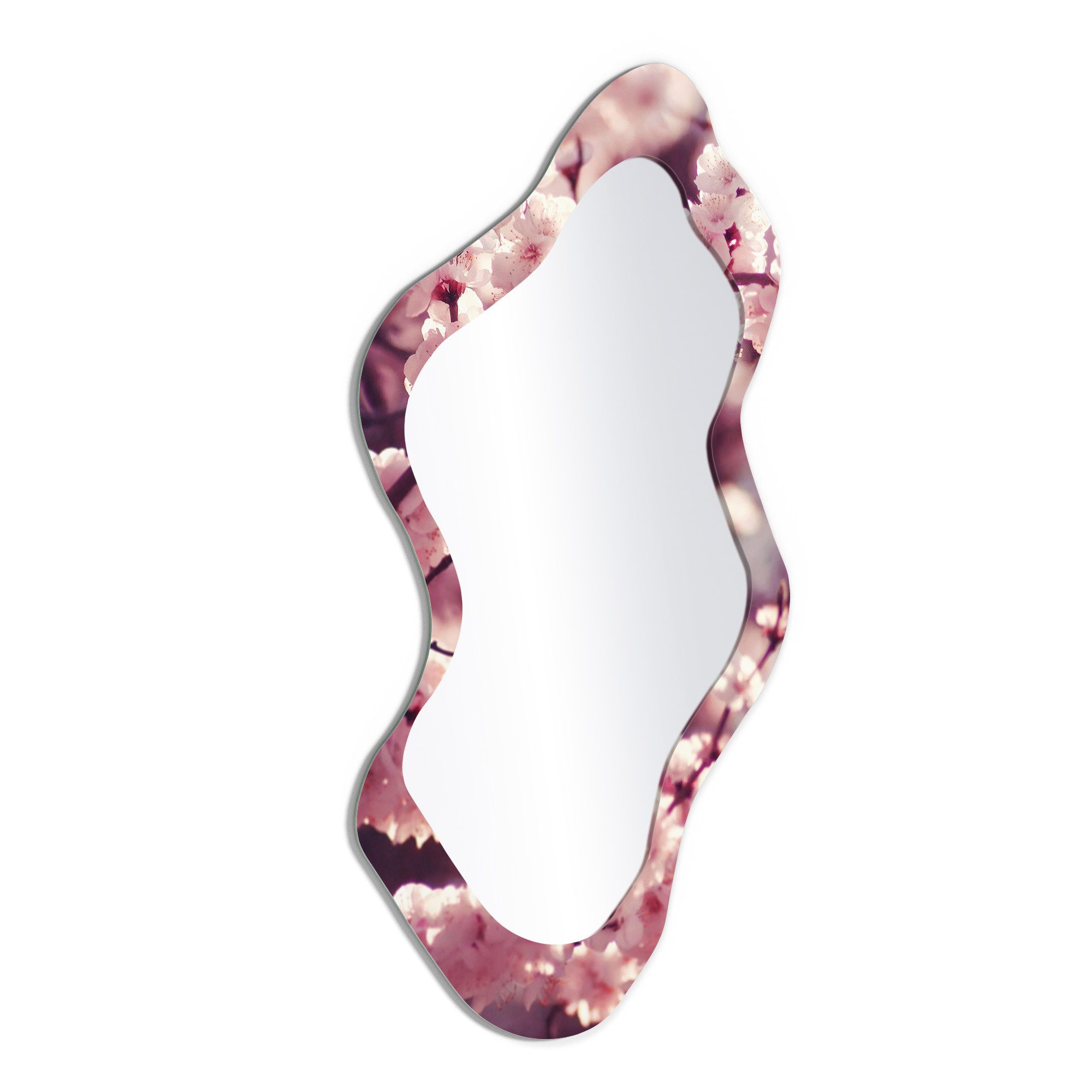 DEQORI Wandspiegel 'Kirschblütenzweige', Spiegel organisch geformt selbstklebend Wand Wohnzimmer Flur groß XXL