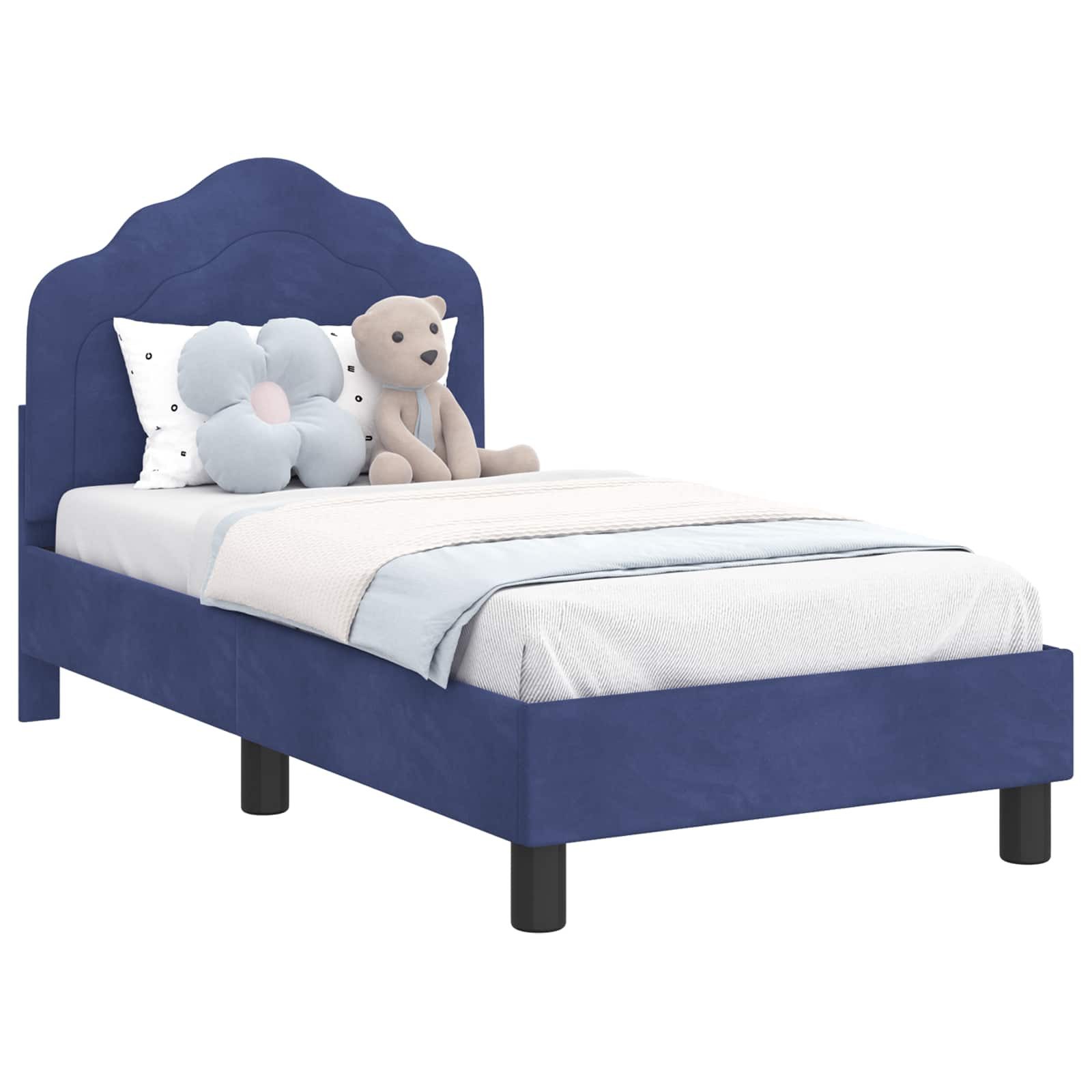 vidaXL Bett Kinderbettgestell mit Kopfteil Polizeiblau 70 x 140 cm Samt (1-tlg)