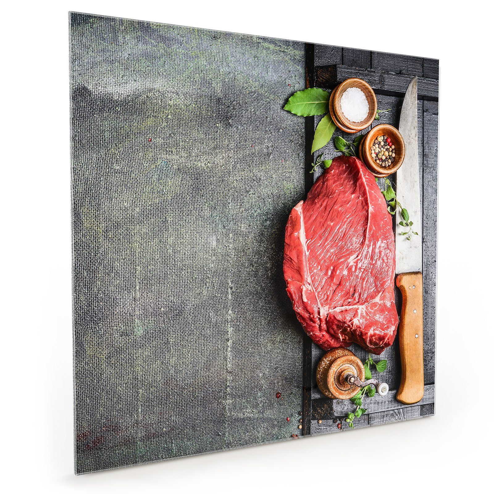 Spritzschutz Küchenrückwand Motiv auf mit Filet Schiefertafel Glas Primedeco Küchenrückwand