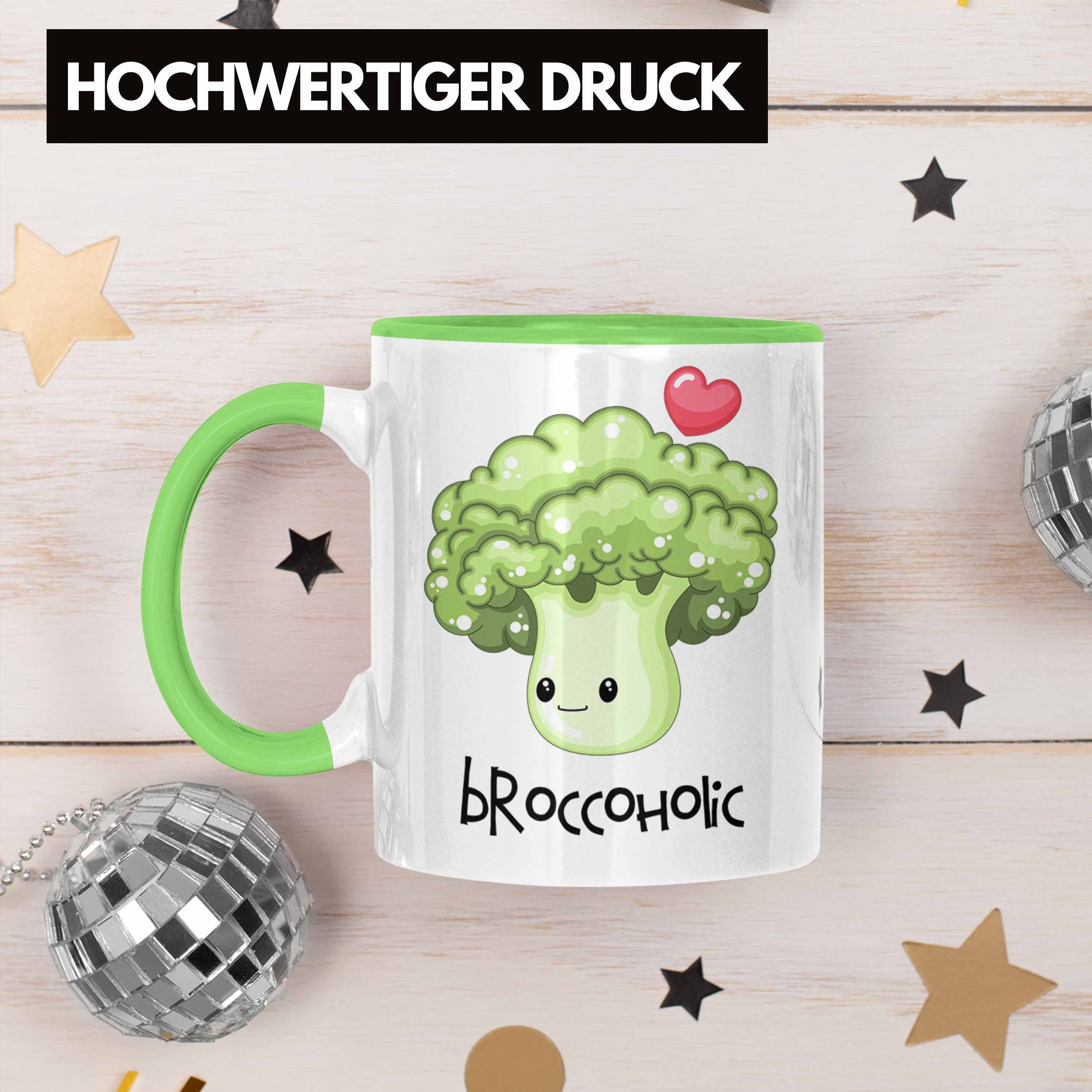 "Broccoholic" für Grün Tasse Witziges Geschenk Trendation Broccoli-Tasse Gemüseliebh Lustige