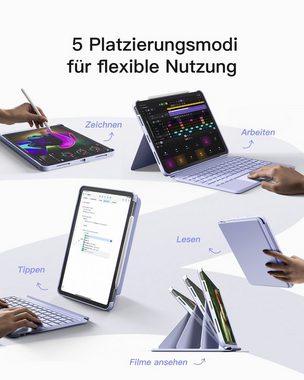 Inateck tastatur für iPad Air 11 2024, iPad Air 6/5/4, iPad Pro 11 Zoll iPad-Tastatur (Hoch-/Querformat Ständer)