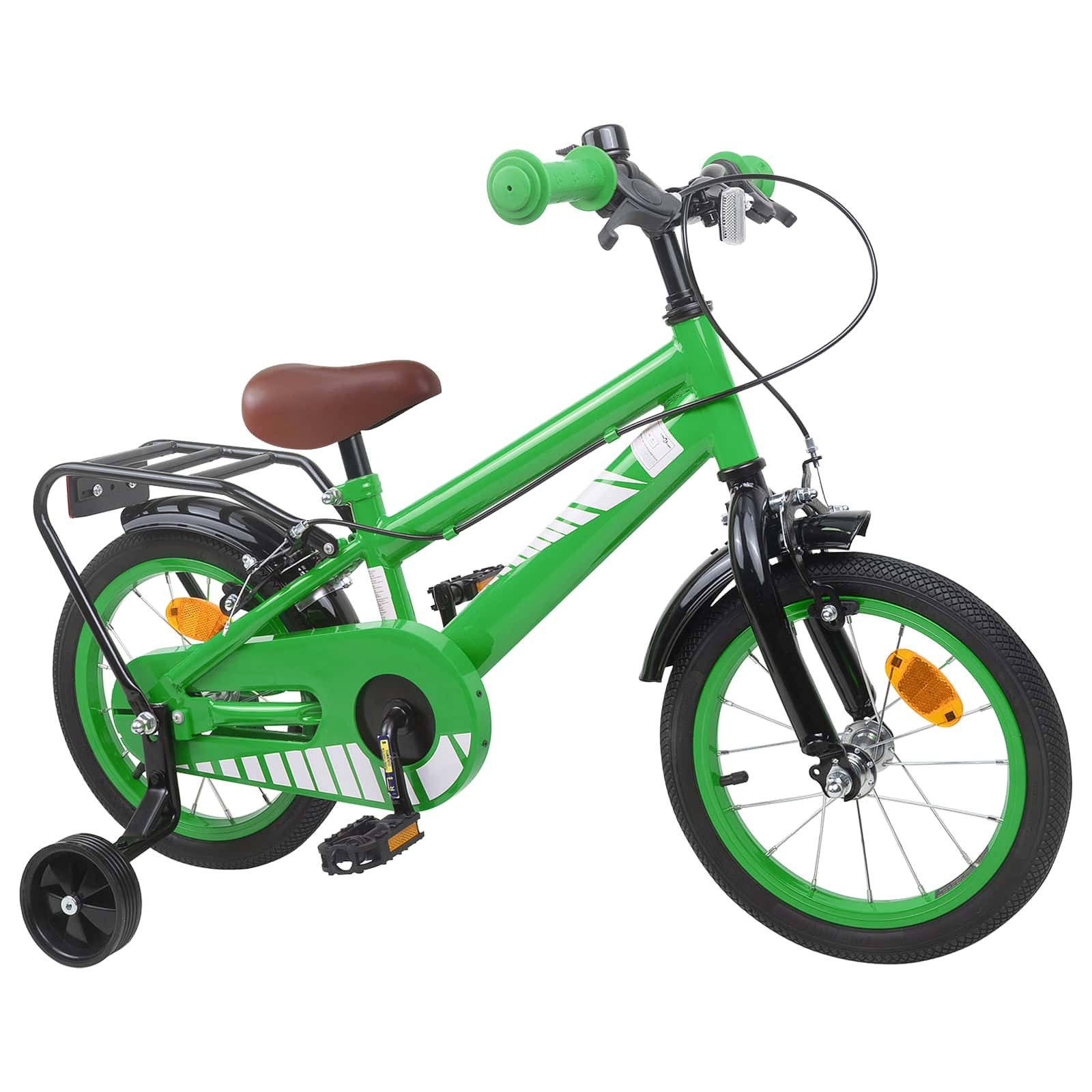 vidaXL Kinderfahrrad 90 x 49 x 67,5 cm Kinderfahrrad 12 Zoll für 2-4 Jahre alt Grün Stützrä