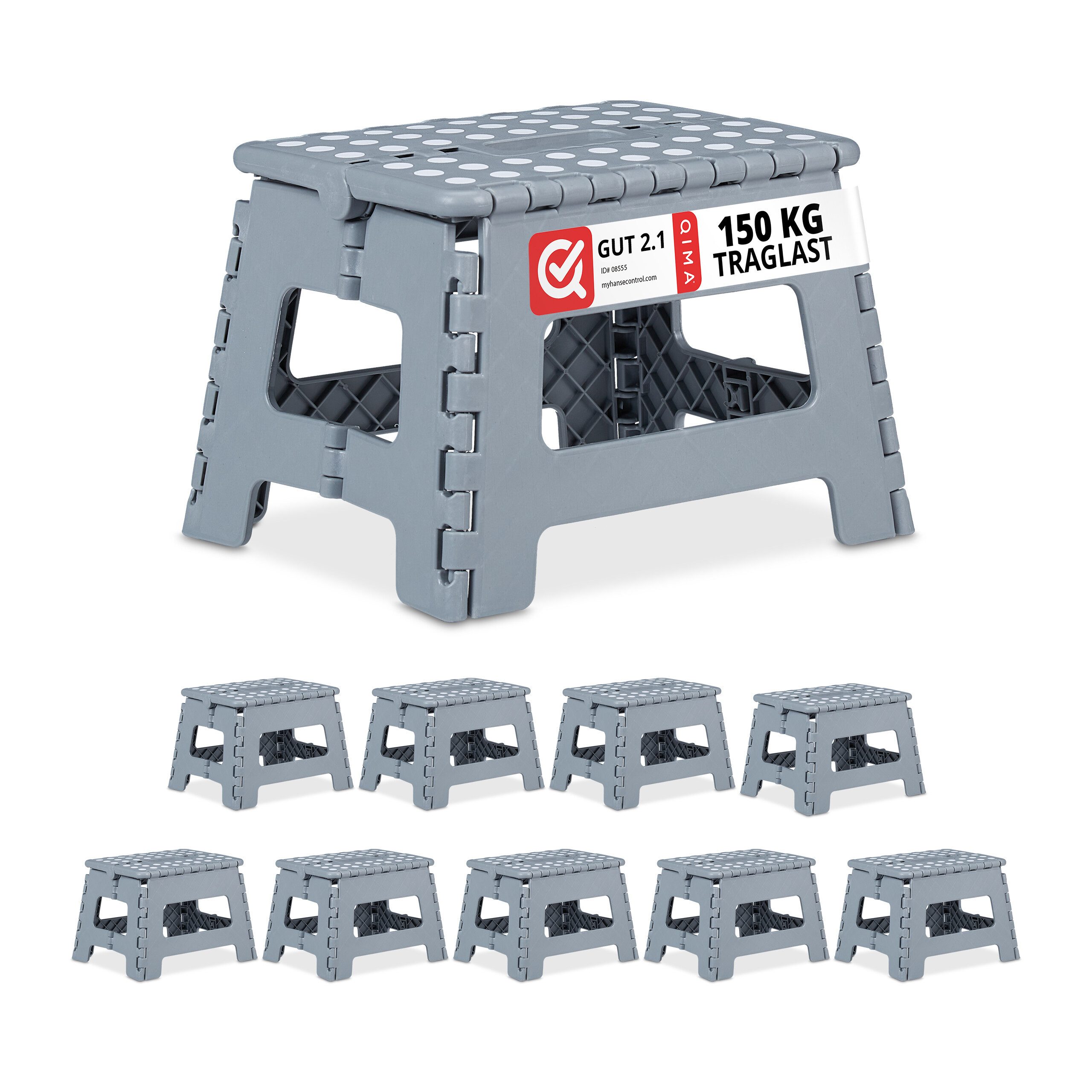 Sitzhocker Klapphocker faltbar M hellgrau 10er Set