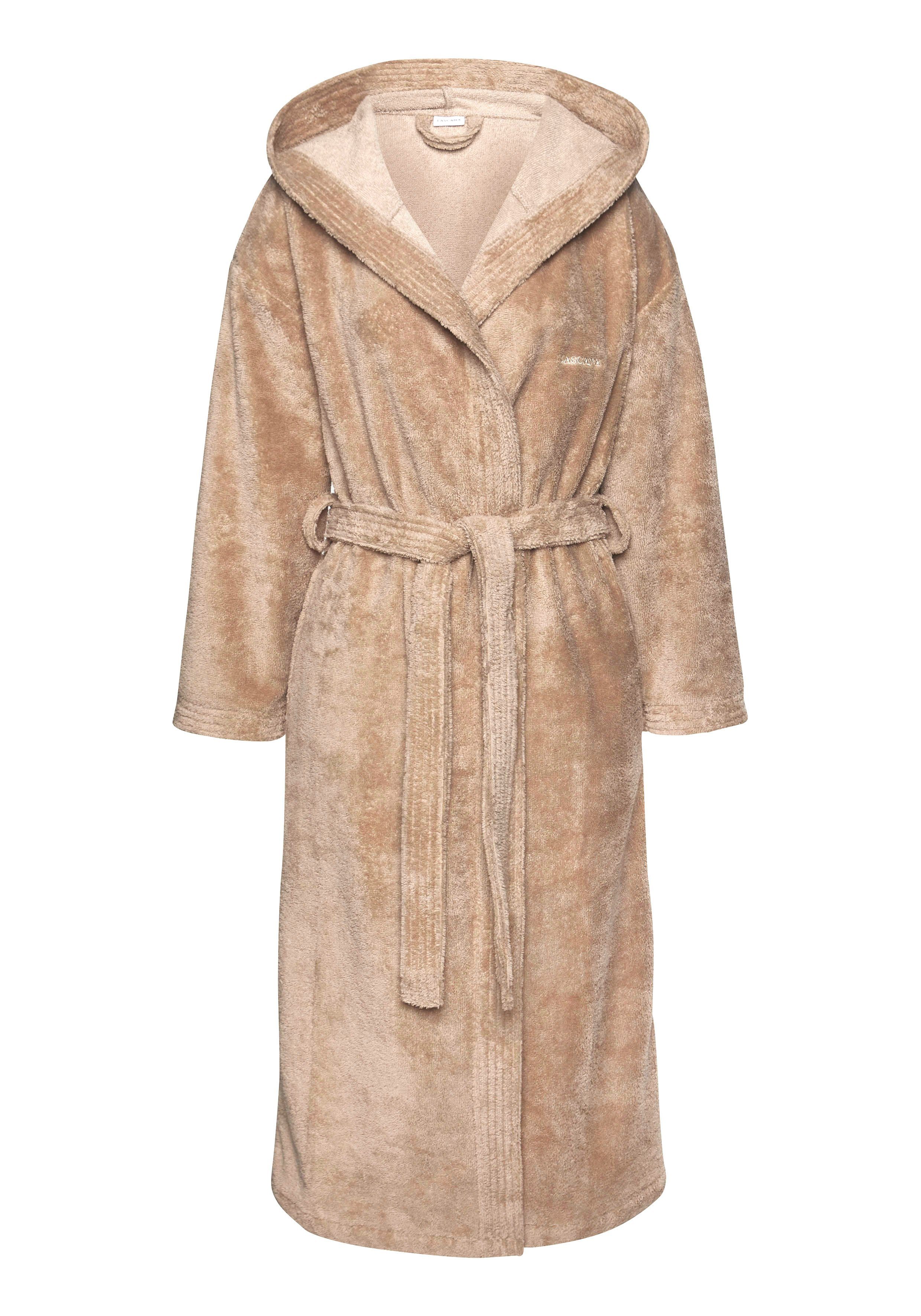 LASCANA Bademantel, Midilänge, Baumwolle, Kapuze, Gürtel günstig online kaufen