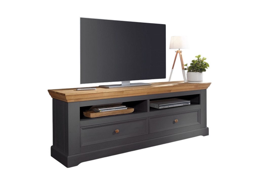 Main Möbel TV-Schrank TV Board 169cm "Zürich II" Kiefer massiv grau WZ-0133