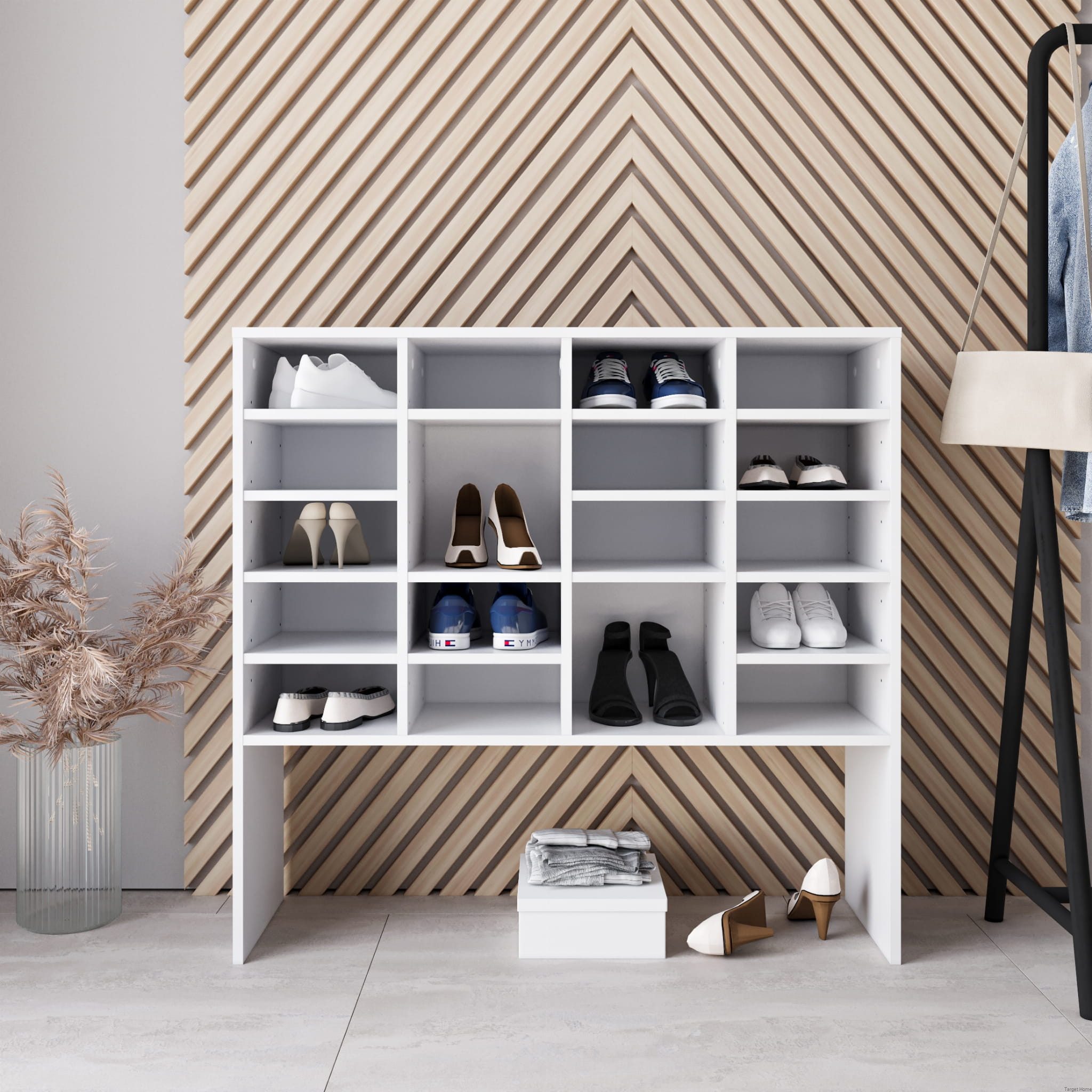 TARGET HOME Schuhregal Universalregal Schuhschrank Mattweiß, vielseitig, 104x100x33 cm
