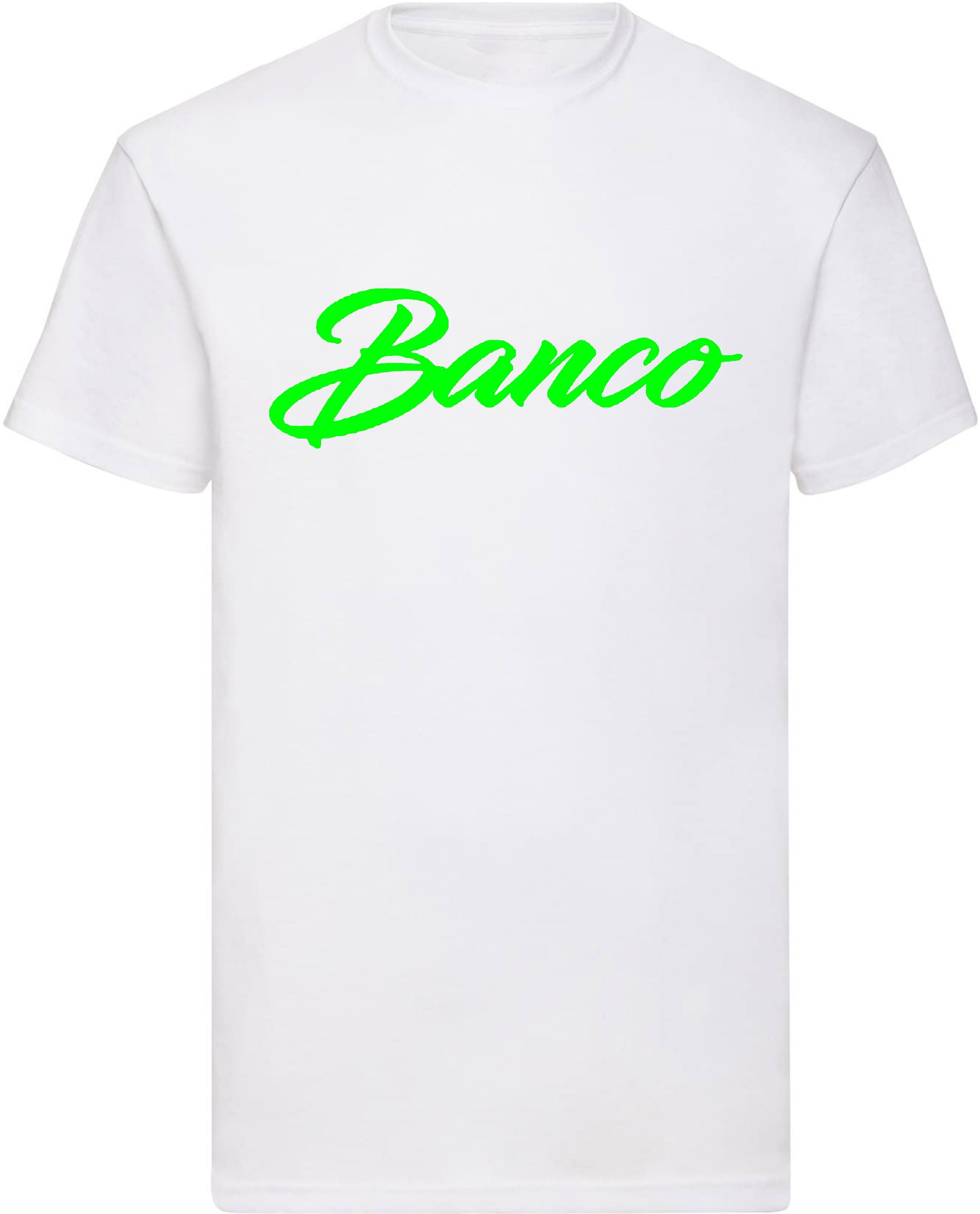 Banco T-Shirt Kurzarm 100% Baumwolle Rundhals Shirt Sommer Sport Freizeit Streetwear WeißGrün