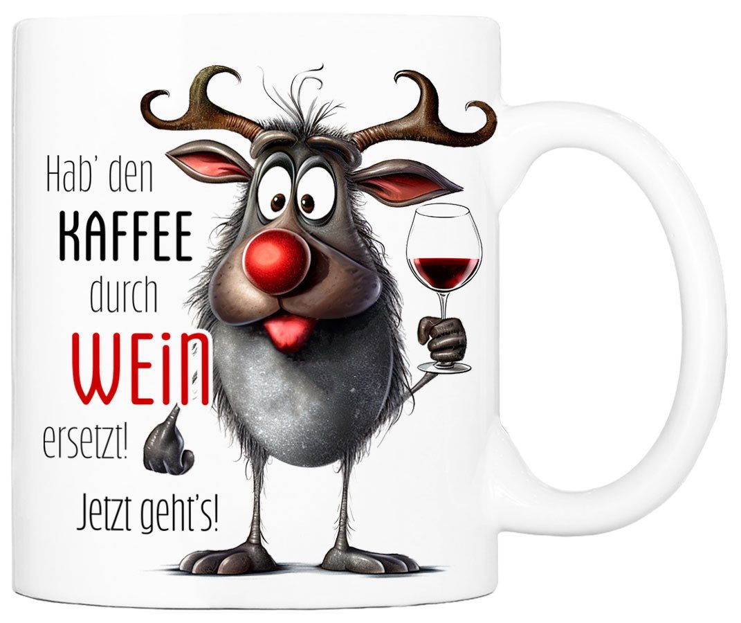 Cadouri Tasse mit Spruch KAFFEE ERSETZEN Kaffeetasse Büro Arbeit, Geschenk, Keramik, Kaffeebecher, Geschenkidee Arbeitskollege, lustig, Humor, 330 ml