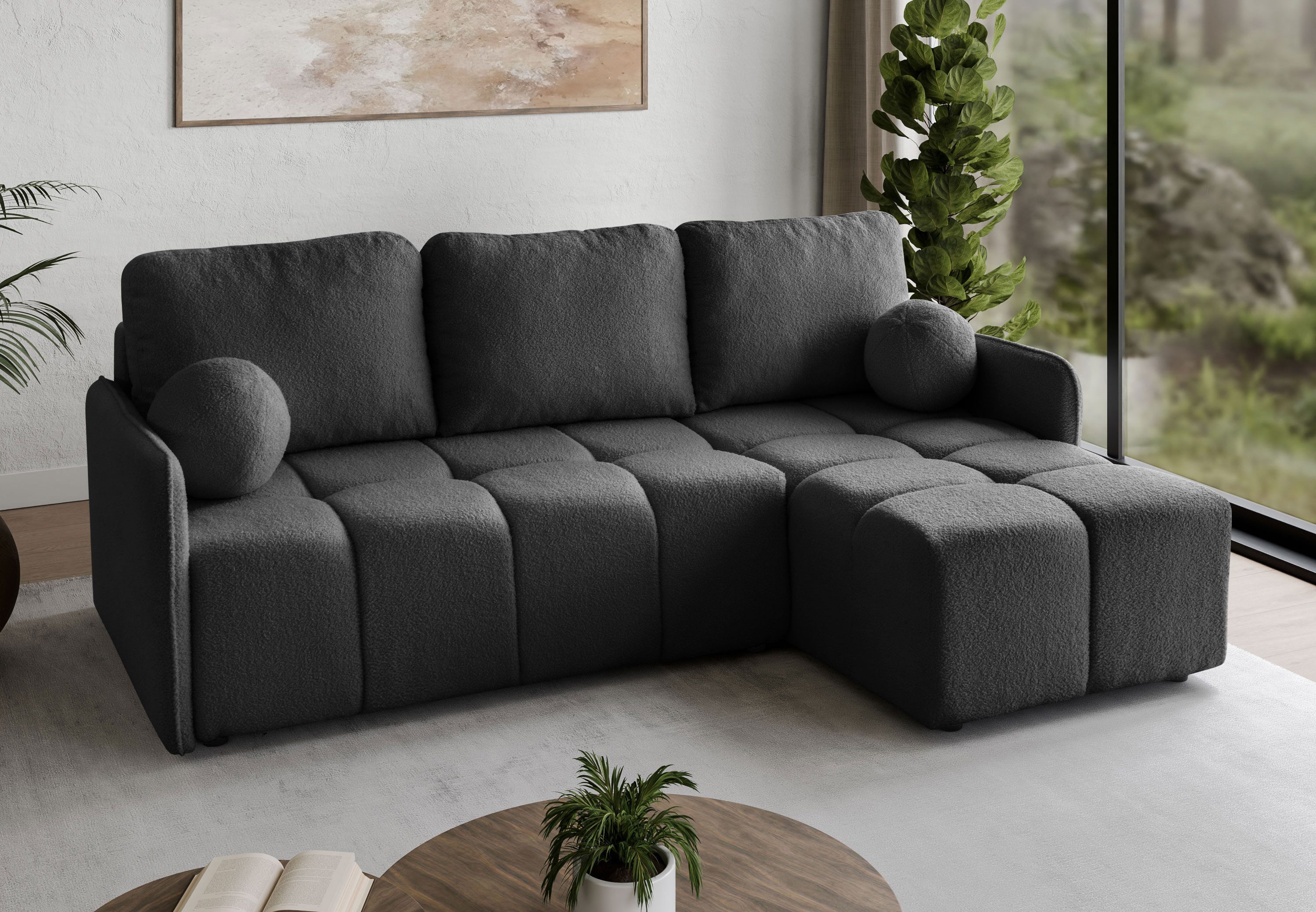 Lookway Ecksofa GAMMA mit Schlaffunktion und Bettkasten, ausziehbar sofa, 270x145x90 cm