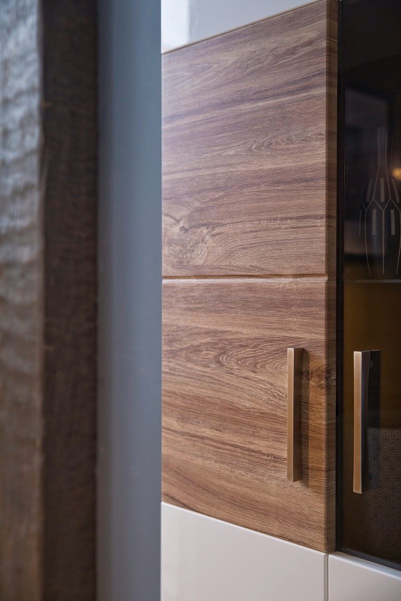 MCA furniture Wohnwand Wohnwand Wohnkombination 2 Luzern, weiß Hochglanz / Sterling Oak, (4-St)