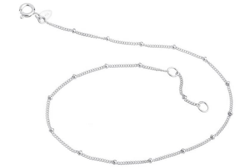 Silberkettenstore Fußkette Fußkette Panzer 1,3mm mit Kugeln - 925 Silber, Länge wählbar