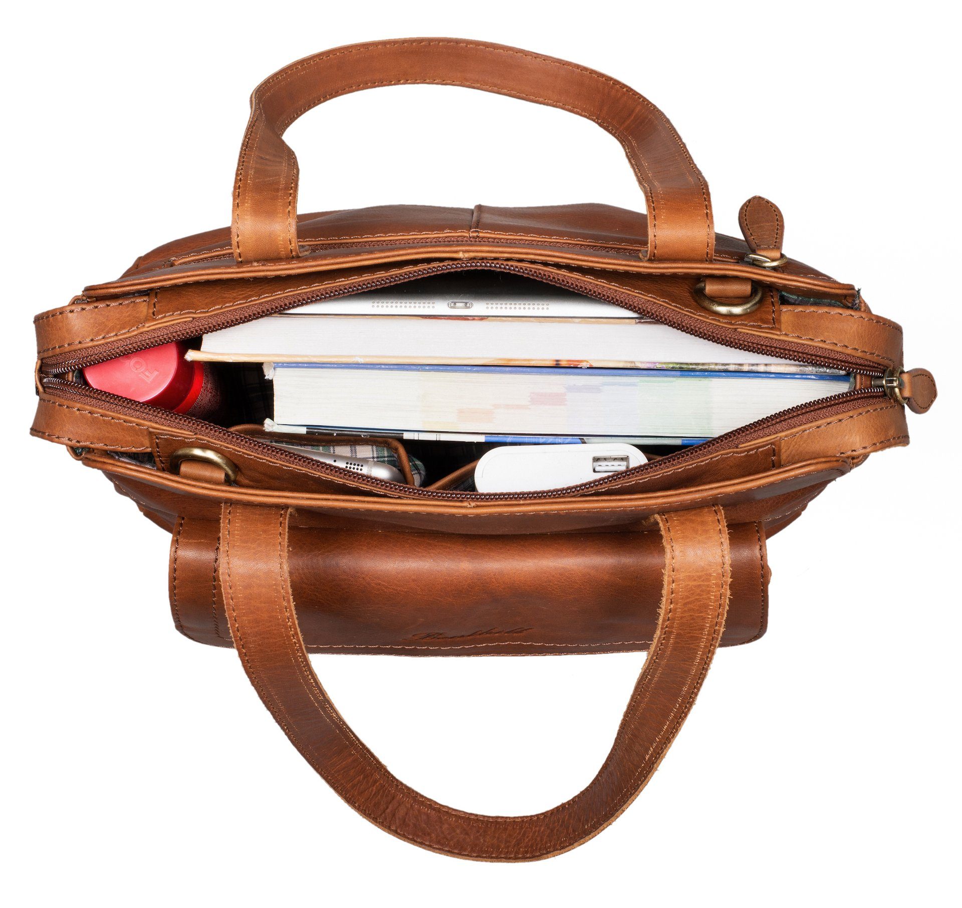 Benthill Handtasche Damen Echt Leder Henkeltasche Umhängegurt Vintage Tasche Umhängetasche, Schultergurt / Umhängegurt Reißverschlussfach
